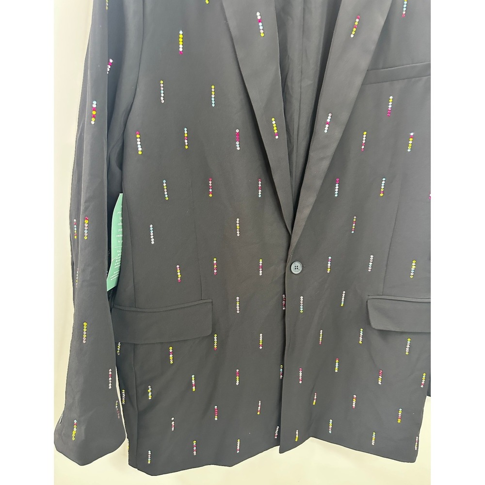 NWT Johnny Wujek Rhinestone Suit Jacket Blazer in Black Plus Size 2XLT 2X Tall - Picture 4 of 15